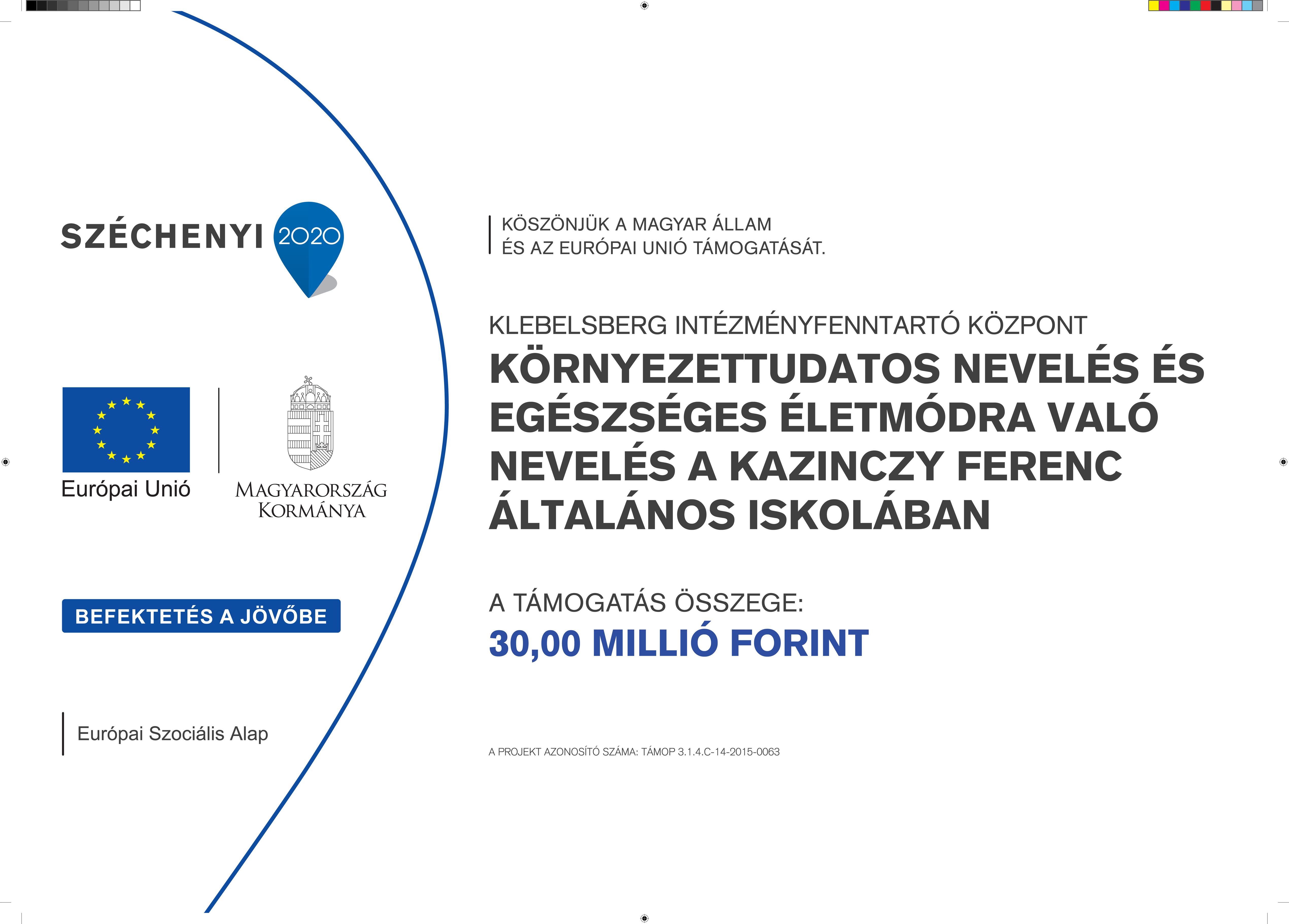 TÁMOP-3.1.4.C-14-2015-0063 - Környezettudatos nevelés és egészséges életmódra való nevelés a Kazinczy Ferenc Általános Iskolában